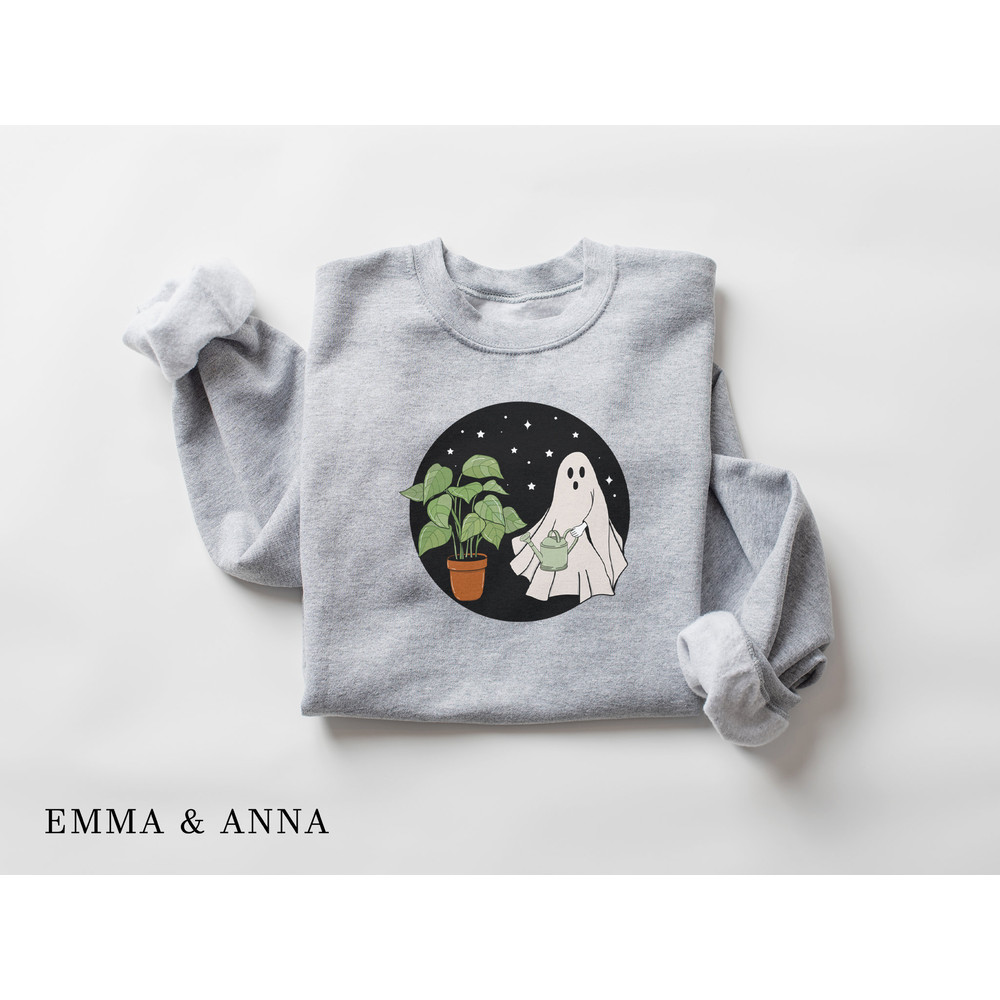 Halloween Crewneck Sweatshirt, Ghost Sweatshirt, Plant Shirt, Plant Lover Gift, Funny Halloween, Fall Shirt, Halloween Sweater, Ghost Shirt - 5.jpg