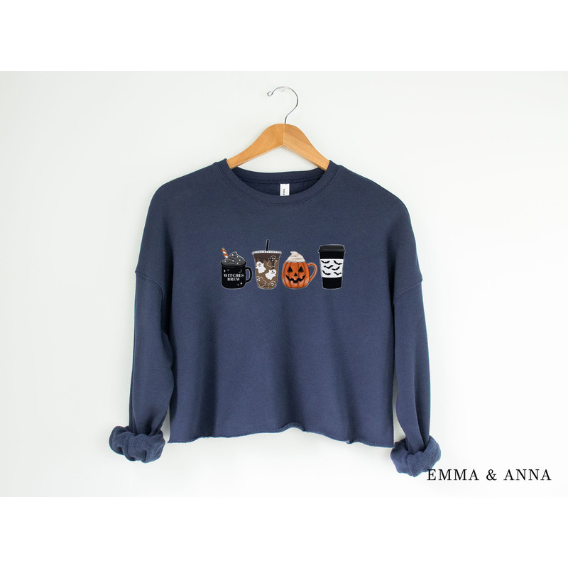 Halloween Cropped Sweatshirt, Halloween Crop Top, Halloween Coffee Sweatshirt, Halloween Sweater, Halloween Crewneck, Halloween Coffee Shirt - 3.jpg