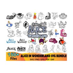 150 alice in wonderland svg bundle, disney svg, png