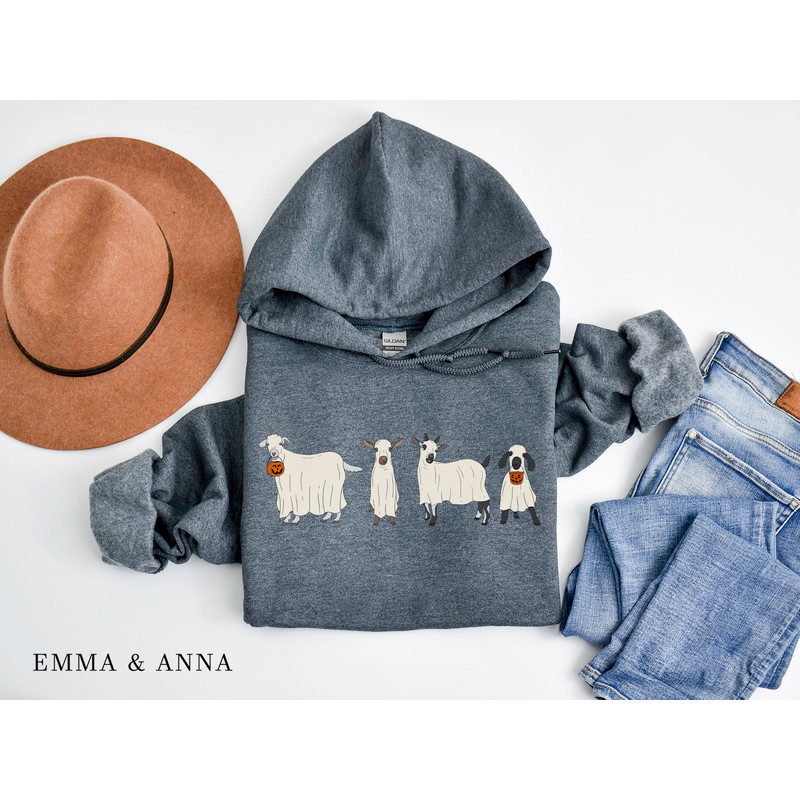 Halloween Hoodie, Ghost Goats Hoodie, Goat Lover Gift, Halloween Pullover, Funny Goat Sweatshirt, Spooky Season, Ghost Shirt, Fall Hoodie - 4.jpg