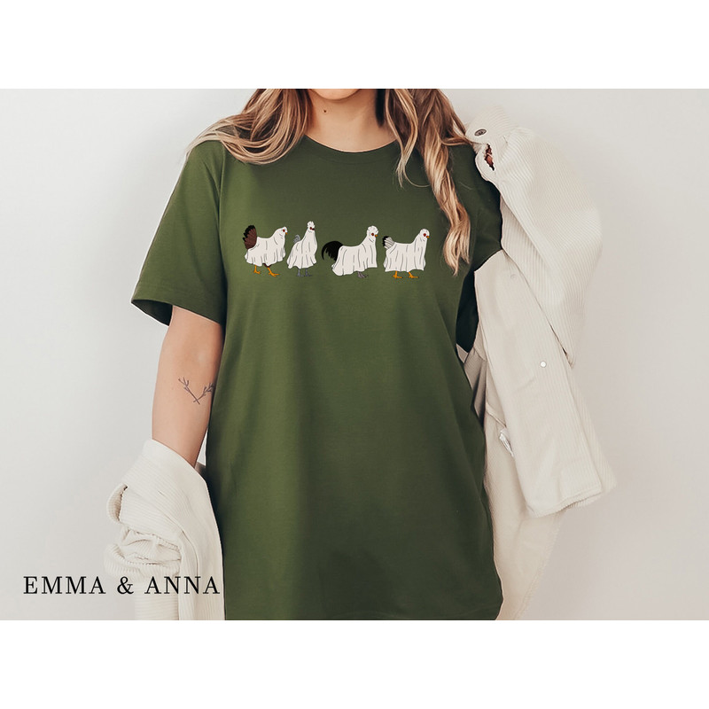 Halloween Shirt, Ghost Chicken Shirt, Ghost Shirt, Halloween Tshirt, Chicken Lover Gift, Fall Shirts, Farm Animal Shirt, Spooky Season Shirt - 2.jpg