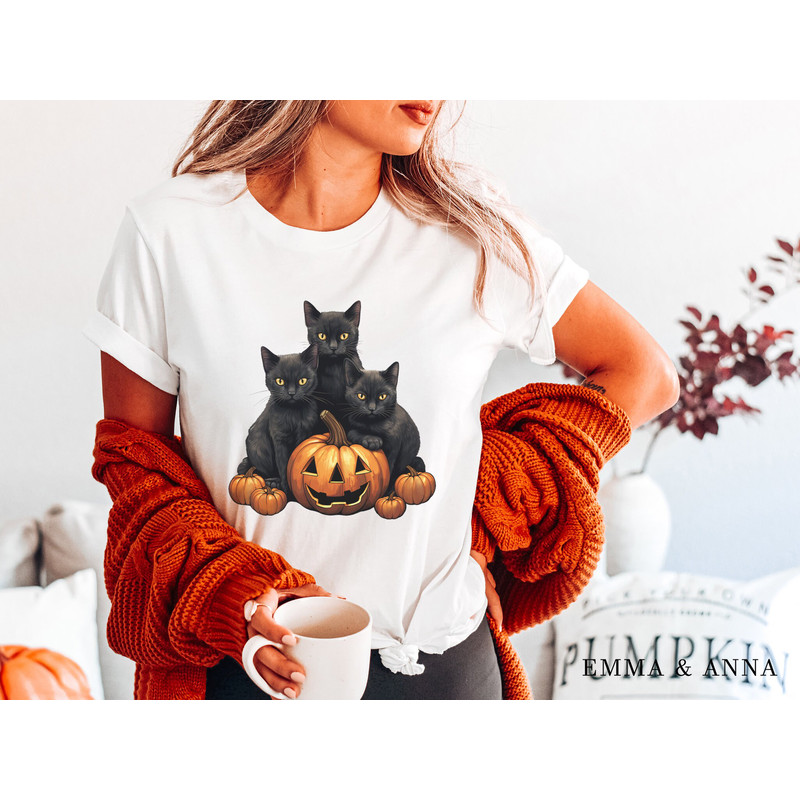 Halloween Shirt, Halloween T-Shirt, Black Cat Shirt, Halloween Cat, Ghost Shirt, Pumpkin Shirt, Spooky Season, Cat Lover Gift, Fall Shirts - 3.jpg