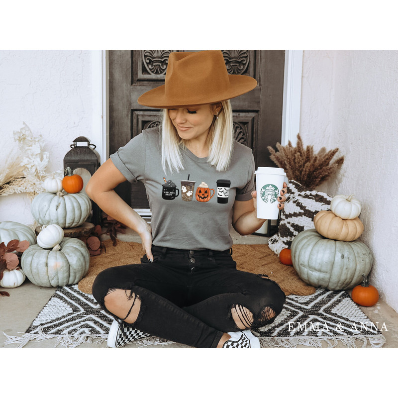 Halloween Shirt, Halloween T-Shirt, Fall Coffee Shirt, Fall Shirts, Halloween Coffee Shirt, Pumpkin Spice Shirt, Jack-o-Lantern Shirt - 5.jpg