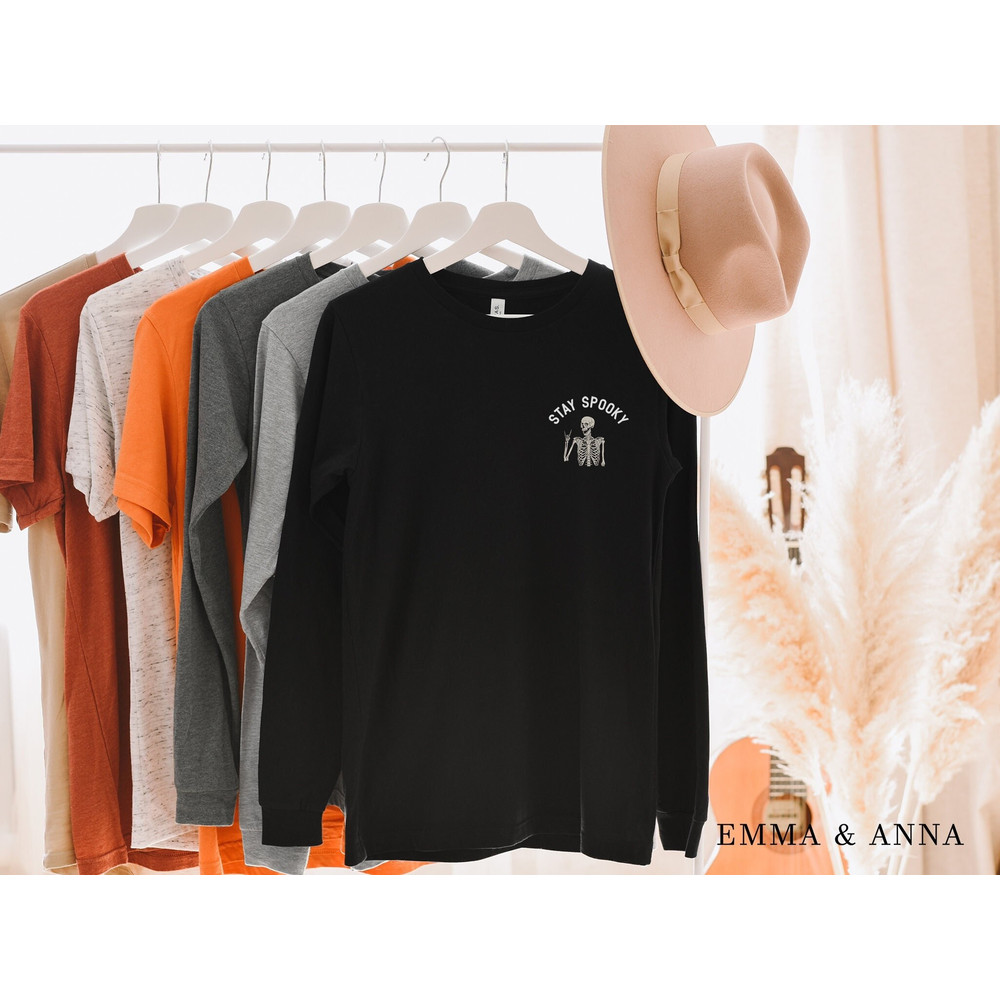 Halloween Shirt, Long Sleeve Shirt, Stay Spooky Shirt, Skeleton Shirt, Halloween T-Shirt, Fall Shirts, Halloween Crewneck, Spooky Season - 1.jpg