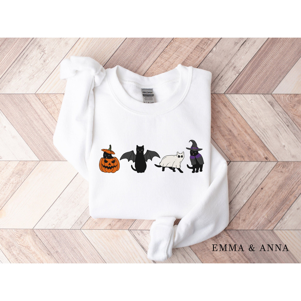 Halloween Sweatshirt, Fall Sweatshirt, Halloween Crewneck, Pumpkin Shirt, Ghost Cat Sweatshirt, Jack-o-Lantern, Witch, Halloween Sweater - 1.jpg