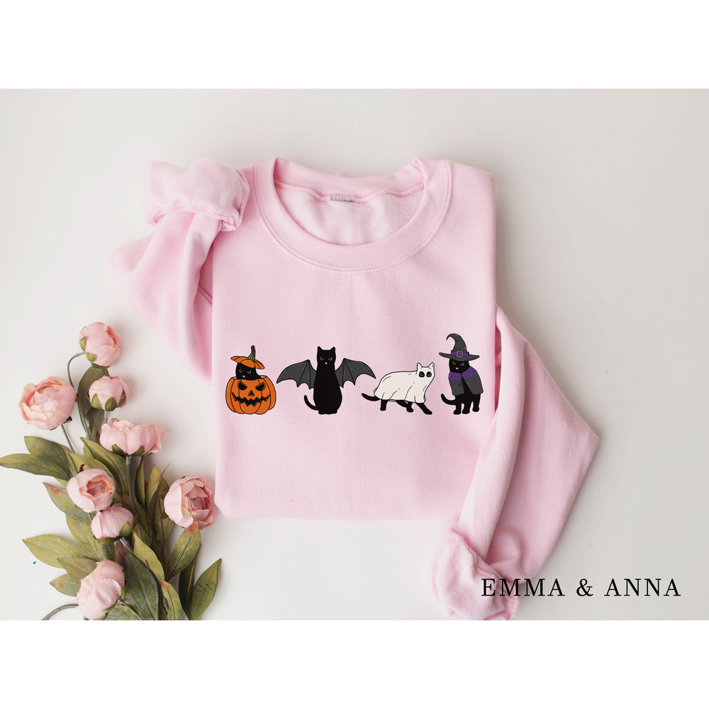 Halloween Sweatshirt, Fall Sweatshirt, Halloween Crewneck, Pumpkin Shirt, Ghost Cat Sweatshirt, Jack-o-Lantern, Witch, Halloween Sweater - 5.jpg