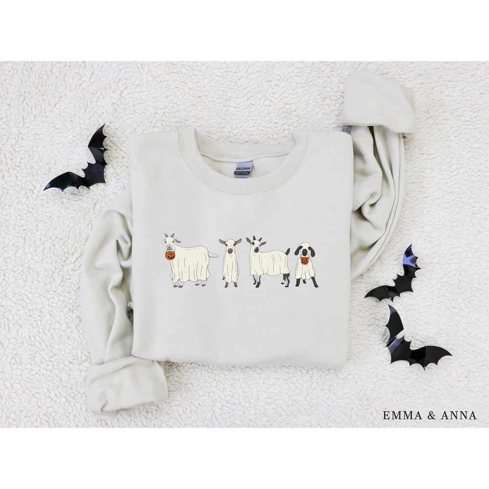 Halloween Sweatshirt, Goat Sweatshirt, Halloween Crewneck, Ghost Shirt, Goat Lover Gift, Funny Halloween, Fall Shirt, Halloween Sweater - 2.jpg
