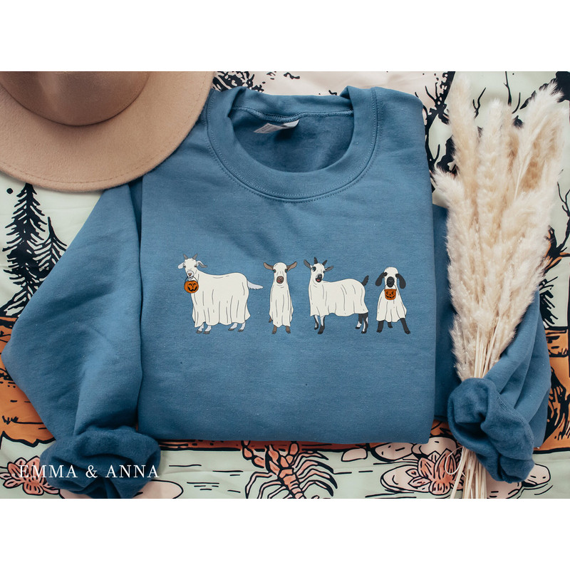 Halloween Sweatshirt, Goat Sweatshirt, Halloween Crewneck, Ghost Shirt, Goat Lover Gift, Funny Halloween, Fall Shirt, Halloween Sweater - 3.jpg