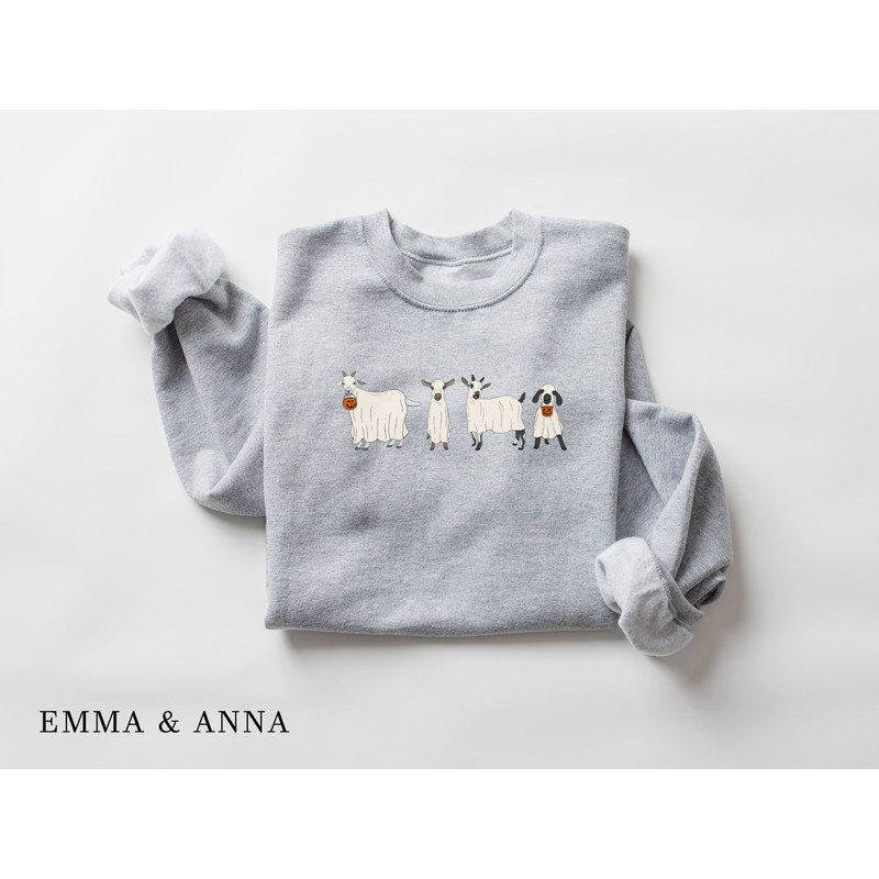 Halloween Sweatshirt, Goat Sweatshirt, Halloween Crewneck, Ghost Shirt, Goat Lover Gift, Funny Halloween, Fall Shirt, Halloween Sweater - 4.jpg