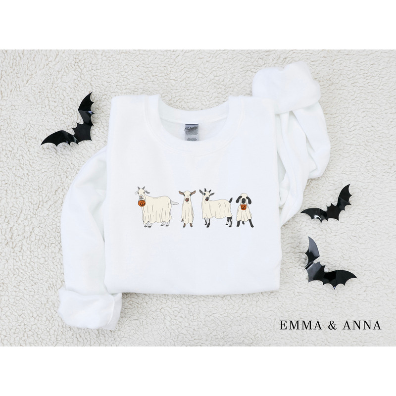 Halloween Sweatshirt, Goat Sweatshirt, Halloween Crewneck, Ghost Shirt, Goat Lover Gift, Funny Halloween, Fall Shirt, Halloween Sweater - 5.jpg