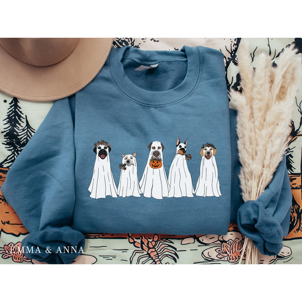 Halloween Sweatshirt, Halloween Sweater, Ghost Sweatshirt, Halloween Dog Sweatshirt, Ghost Dog Shirt, Halloween Crewneck, Spooky Season - 3.jpg