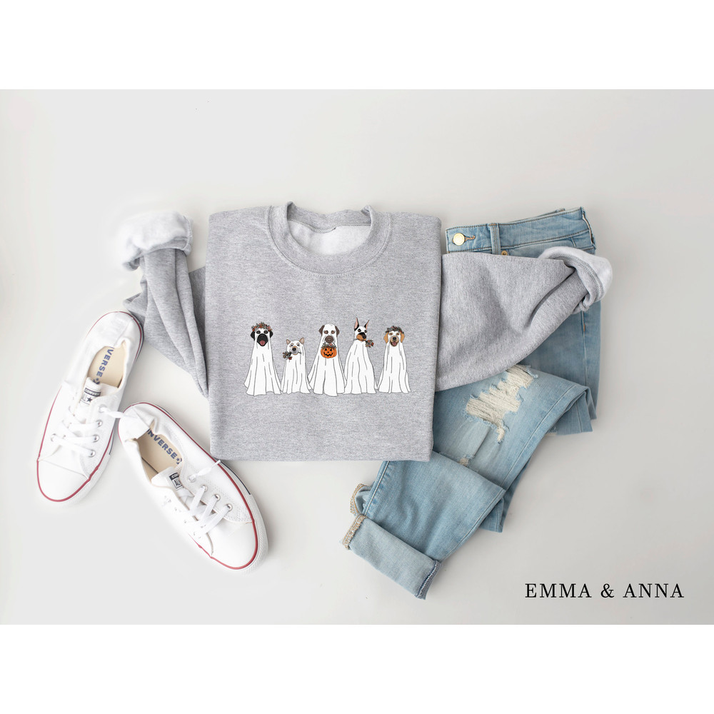 Halloween Sweatshirt, Halloween Sweater, Ghost Sweatshirt, Halloween Dog Sweatshirt, Ghost Dog Shirt, Halloween Crewneck, Spooky Season - 5.jpg