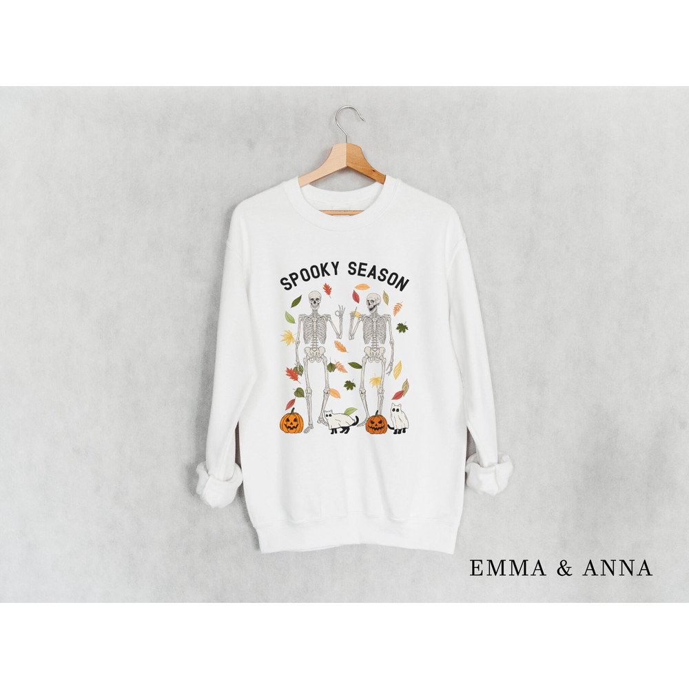 Halloween Sweatshirt, Spooky Season Sweatshirt, Halloween Crewneck, Halloween Sweater, Skeleton Sweatshirt, Fall Sweatshirt, Jack-o-Lantern - 2.jpg