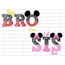Custom Name Big Bro And Little Sis Svg, Brother And Sister Svg, Png Files For Cricut Sublimation