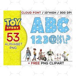 toy story alphabet font png, cloud alphabet png, cloud font png