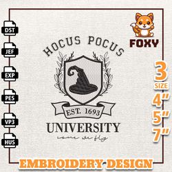 Hocus Pocus University Embroidery, Happy Halloween Embroidery, Hocus Pocus Embroidery, Switch Hat Embroidery, Sanderson