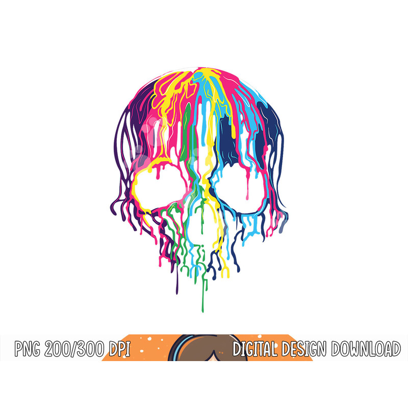 Colorful Melting Skull Art Graphic Halloween TShirt copy.jpg