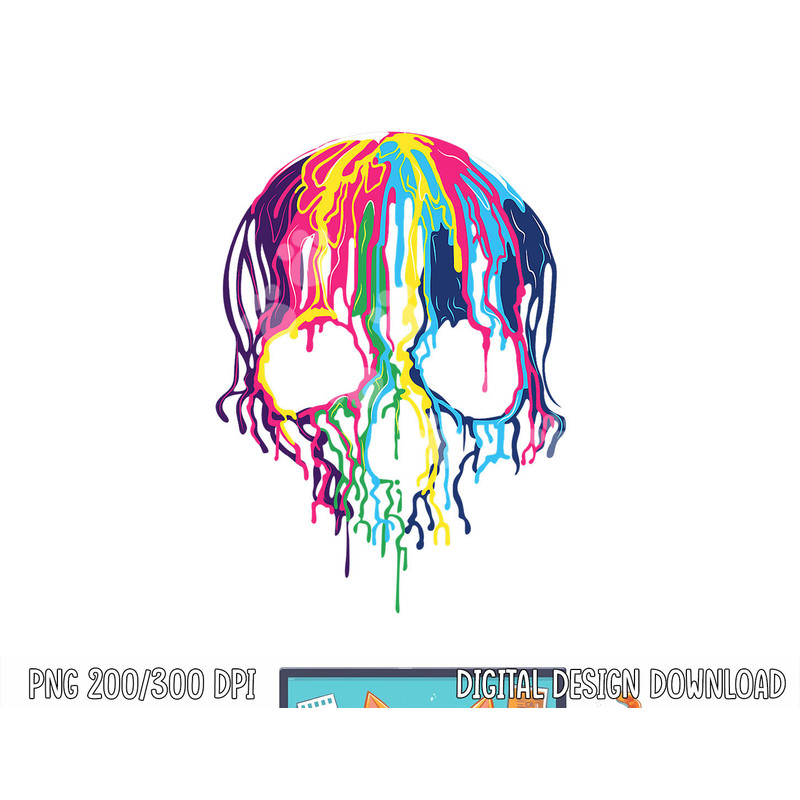 Colorful Melting Skull Art Graphic Halloween TShirt copy.jpg