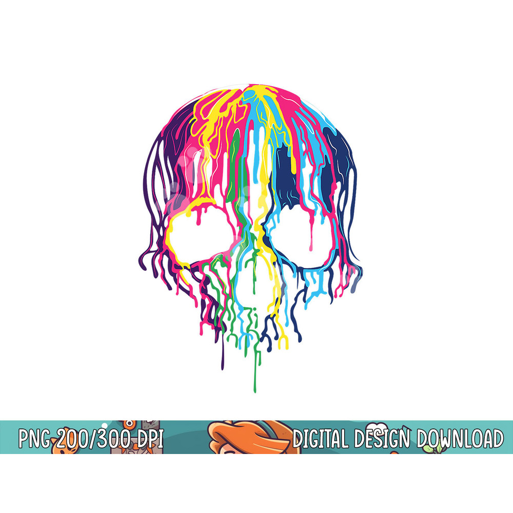 Colorful Melting Skull Art Graphic Halloween TShirt copy.jpg