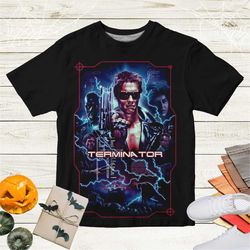 vintage terminator movie poster t-shirt 3d, terminator fan gifts, terminator movie shirt, terminator shirt, terminator j