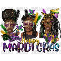Happy Mardi Gras black women png sublimation design download, Mardi Gras png, afro women png, afro png, sublimate design