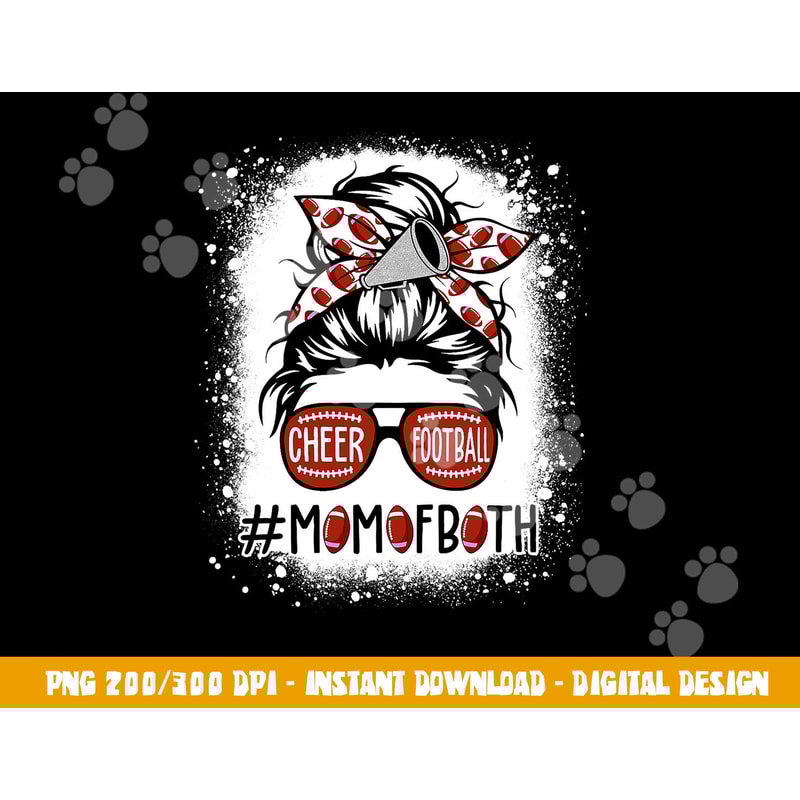 Cheer Football Cheerleading Mom Of Both Messy Hair Bun png, sublimation copy.jpg