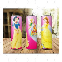 princess disney 20oz skinny tumbler wrap png, disney png, princess tumbler png, princess png, princess disney, tinkerbel