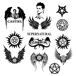 Supernatural Svg, Supernatural Png, Winchester Svg, Castiel Stencil, Sam and Dean Stencil, Cricut Silhouette Svg