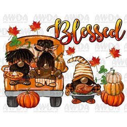 Blessed Truck Thanksgiving Afro Gnomies Png Sublimation Design, Thanksgiving Png, Thanksgiving Gnomies Png, Afro Thanksg