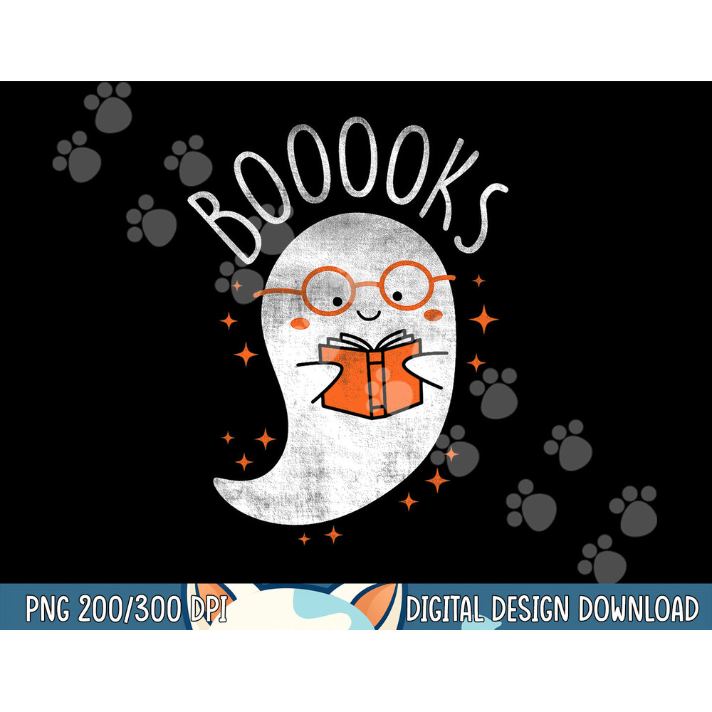 Cute Ghost Book Reading Halloween Teacher Top png, sublimation copy.jpg