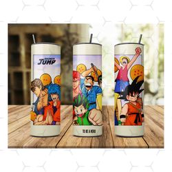 anime heroes tumbler design png, cartoon png, anime heroes tumbler, anime tumbler, one piece tumbler, sone jump to be a
