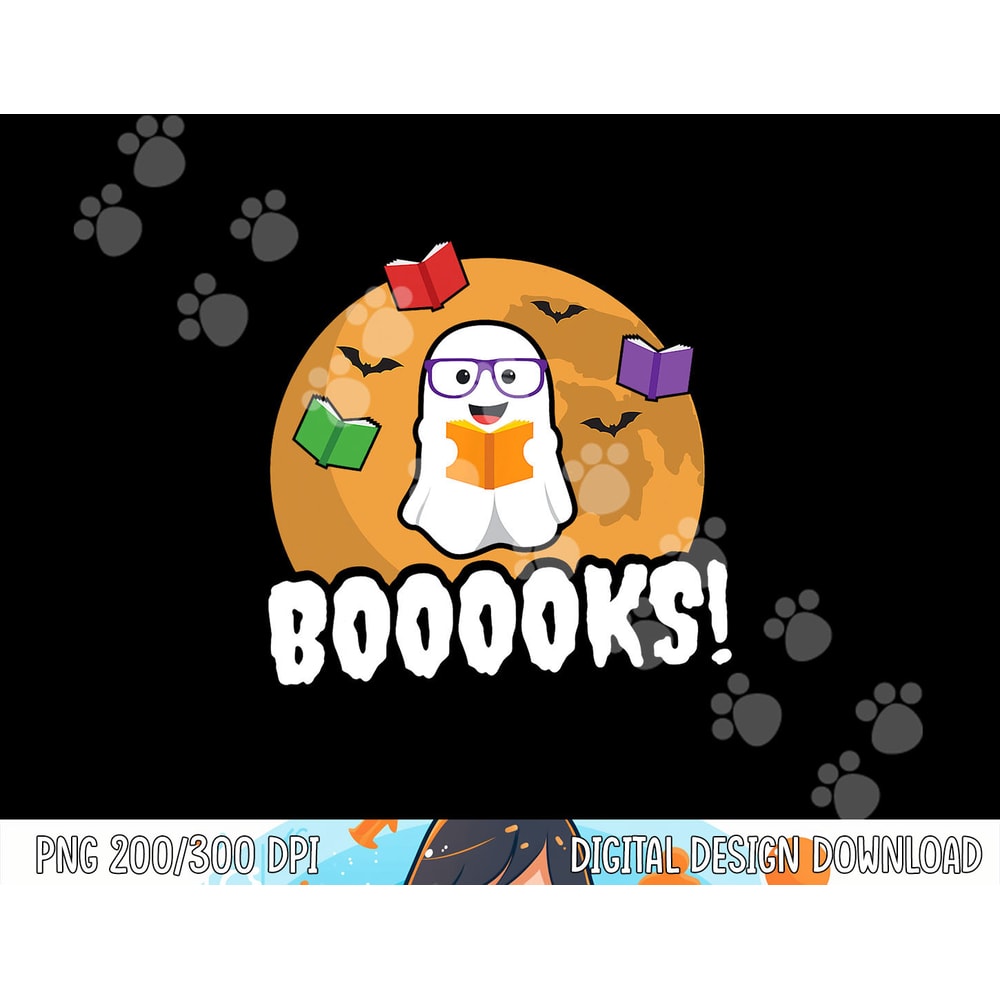 Booooks Ghost T Shirt Boo Read Books Library Gift Funny png,sublimation copy.jpg