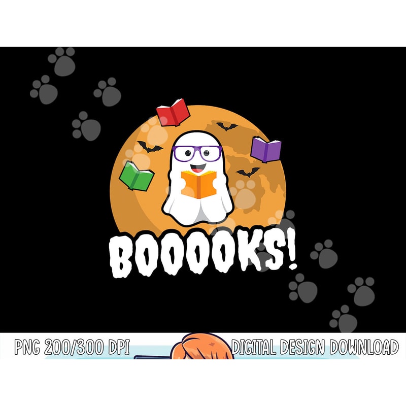 Booooks Ghost T Shirt Boo Read Books Library Gift Funny png,sublimation copy.jpg