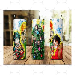 anime heroes tumbler design png, cartoon png, anime heroes tumbler, anime tumbler, one piece tumbler, luffy christmas tu