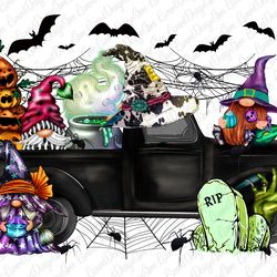 Halloween Black Truck Gnome Sublimation Design, Halloween Truck Gnomies Png Sublimation Design, Witch Gnomes Halloween P