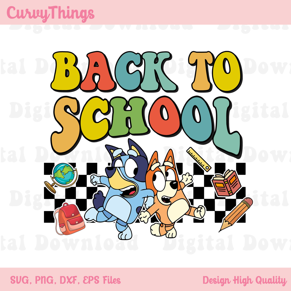Back To School Bluedog And Bingo Png, Bluedog And Bingo Graduated Png, Bluedog Ready For School Png - 1.jpg