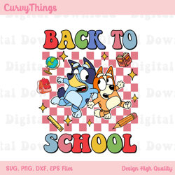 back to school bluedog and bingo png, ready for school bluedog png, bluedog kids first grade of school png