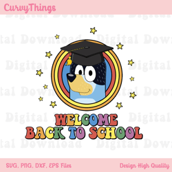 bluey welcome back to school png, first day of school png, bluey and bingo school png
