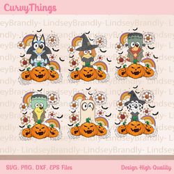 bundle bluey halloween png, bluey and friends halloween png, trick or treat png