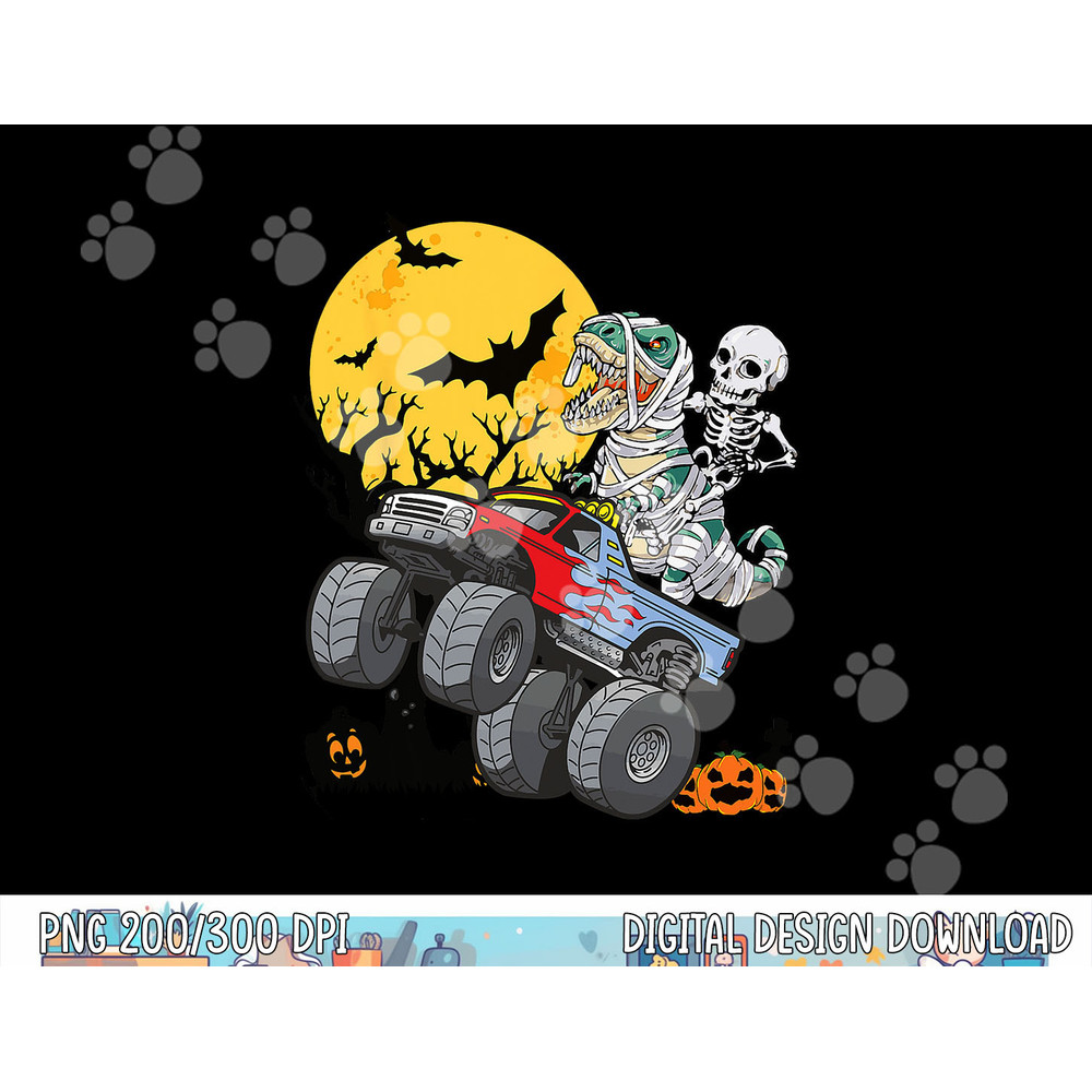 Boys Halloween Monster Truck Pumpkin Mummy Dinosaur T rex png, sublimation copy.jpg