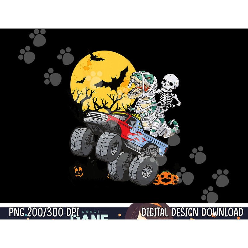 Boys Halloween Monster Truck Pumpkin Mummy Dinosaur T rex png, sublimation copy.jpg