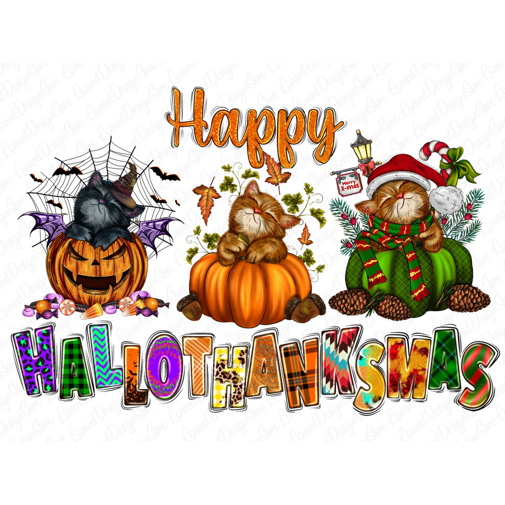 Happy Hallothanksmas Cat PNG, Cat Clipart, Fall PNG, Halloween png, Christmas PNG, Western Png, Halloween Png, Sublimation Design - 1.jpg
