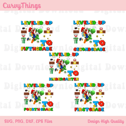 bundle mario first day of school png, mario level up to png, super mario back to school png