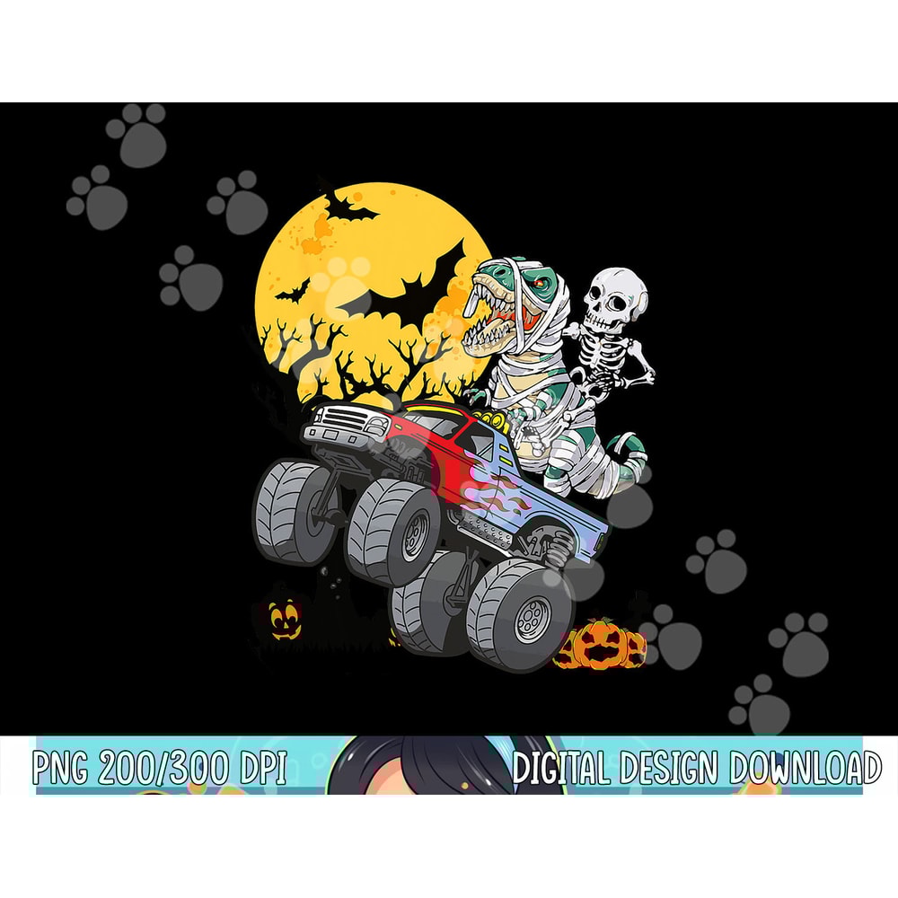 Boys Halloween Monster Truck Pumpkin Mummy Dinosaur T rex png, sublimation copy.jpg