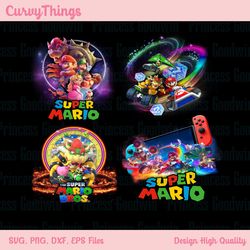 bundle super-mario movie png, gaming kid bros png, princess peach png, luigi png, digital download