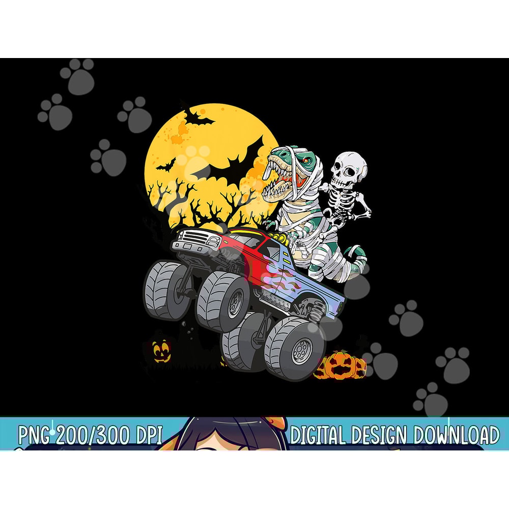 Boys Halloween Monster Truck Pumpkin Mummy Dinosaur T rex png, sublimation copy.jpg