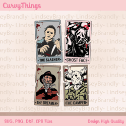 horror movie characters tarot cards png, horror friends png, the ghostface jason voorhees freddy krueger png