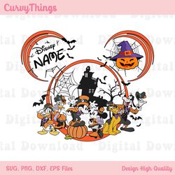 personalize mickey and friends halloween png, mickey pumpkin png, trick or treat png