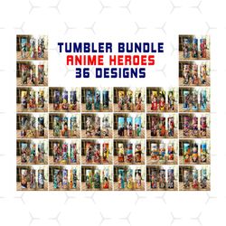 tumbler bundle anime heroes 36 design, cartoon png, anime heroes tumbler, anime tumbler bundle, one piece tumbler, anime