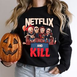 Horror Halloween png, retro Halloween sublimation design, trendy Halloween shirt design, scary movie png, digital downlo